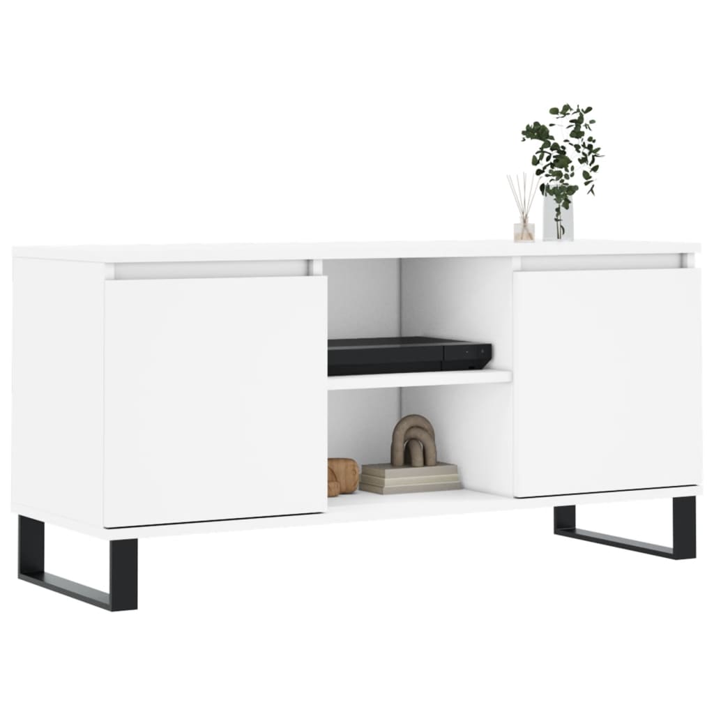 Meuble TV blanc 104x35x50 cm bois d'ingénierie - XIOS