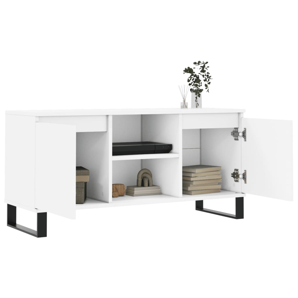 Meuble TV blanc 104x35x50 cm bois d'ingénierie - XIOS