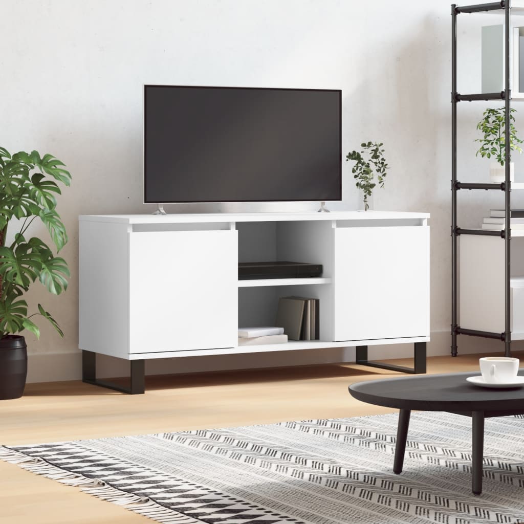 Meuble TV blanc 104x35x50 cm bois d'ingénierie - XIOS