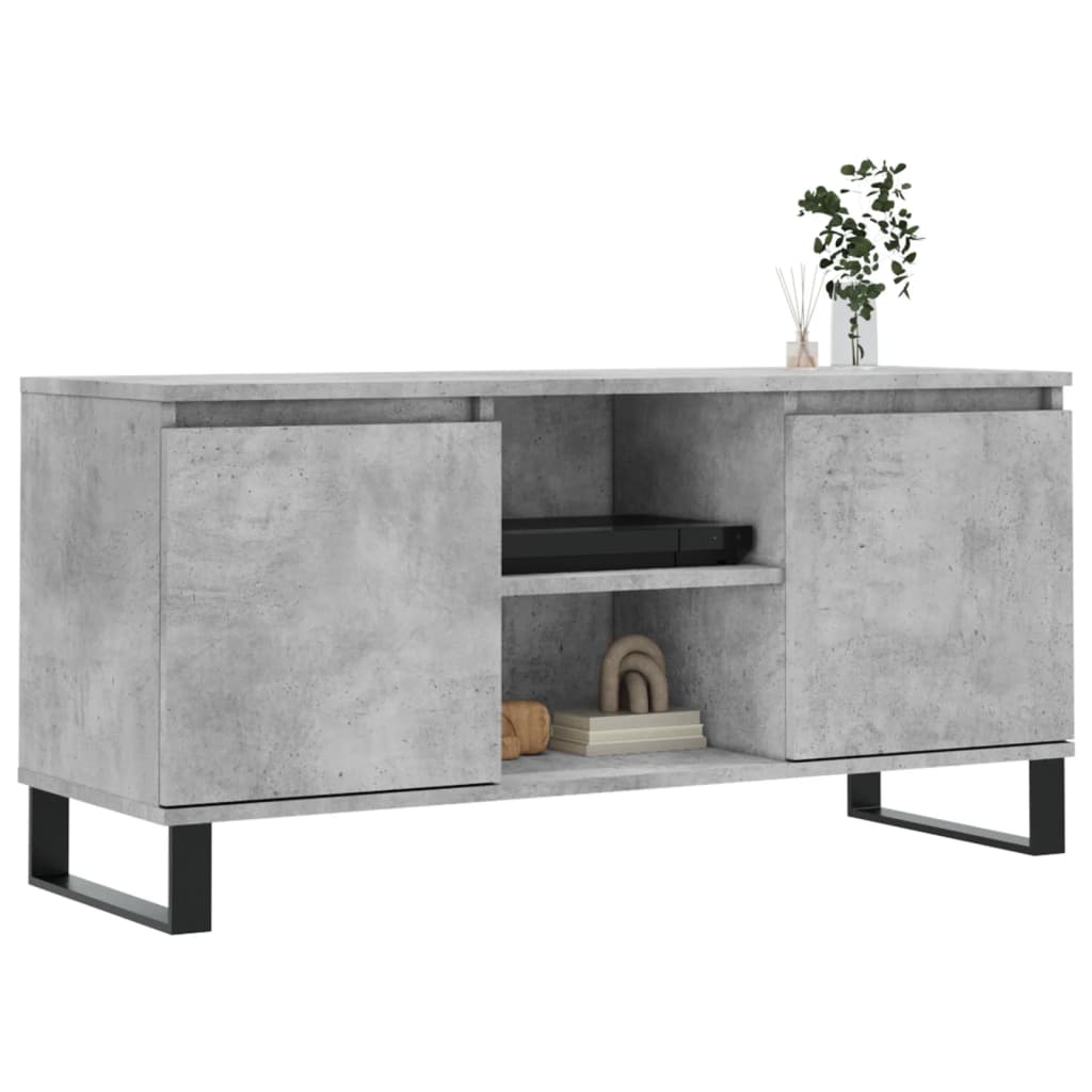 Meuble TV gris béton 104x35x50 cm bois d'ingénierie - XIOS