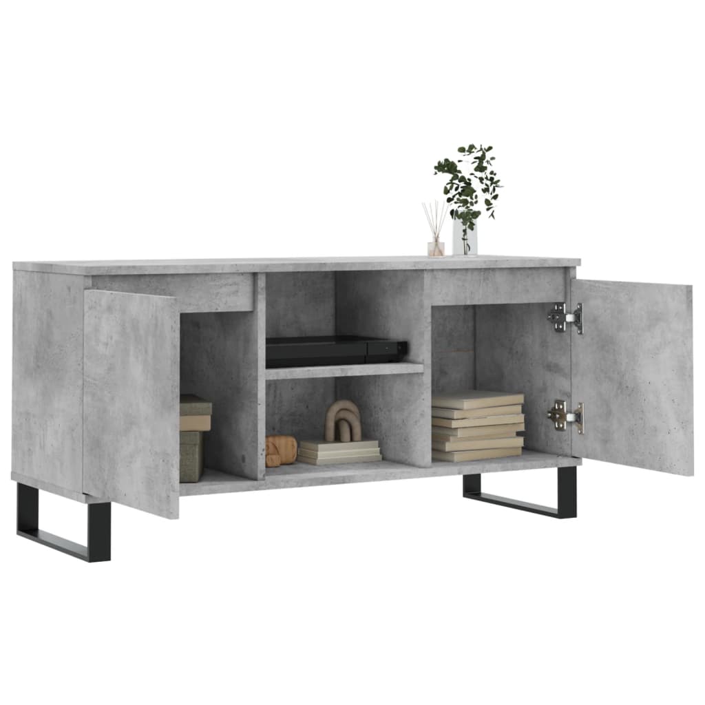 Meuble TV gris béton 104x35x50 cm bois d'ingénierie - XIOS