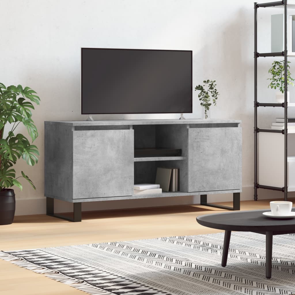 Meuble TV gris béton 104x35x50 cm bois d'ingénierie - XIOS