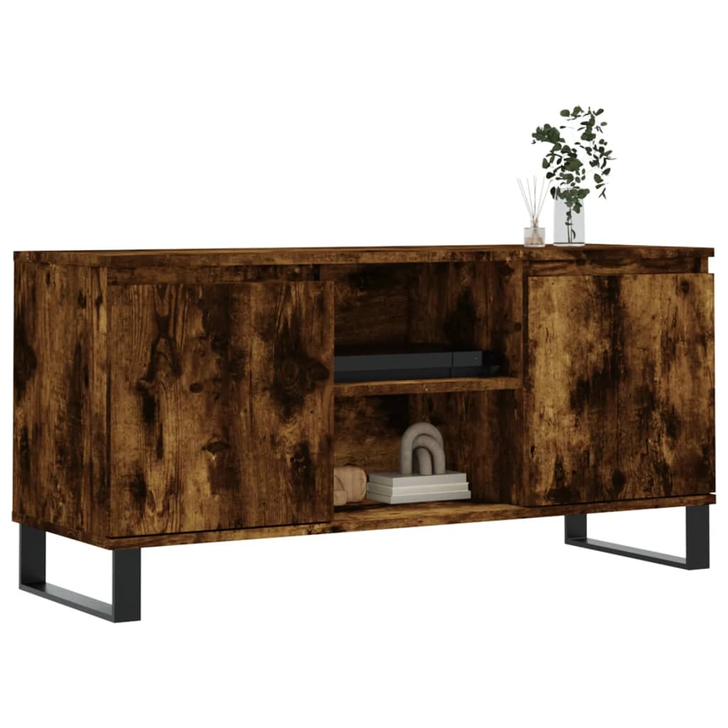 Meuble TV chêne fumé 104x35x50 cm bois d'ingénierie - XIOS