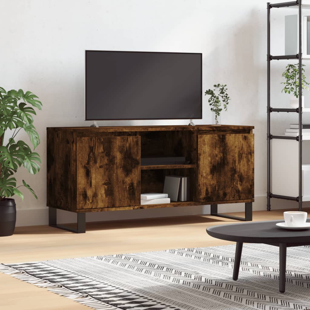 Meuble TV chêne fumé 104x35x50 cm bois d'ingénierie - XIOS