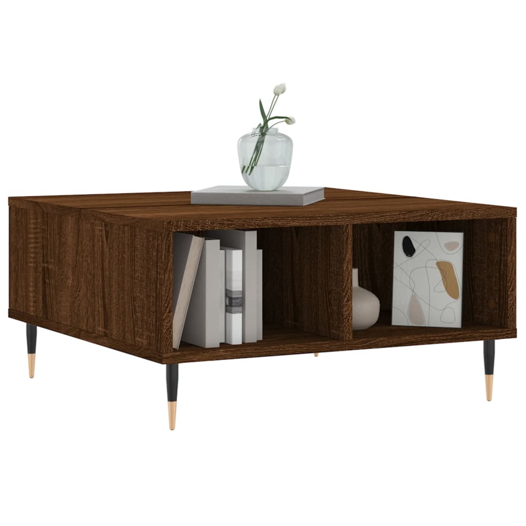 Table basse chêne marron 60x60x30 cm bois d'ingénierie - XIOS