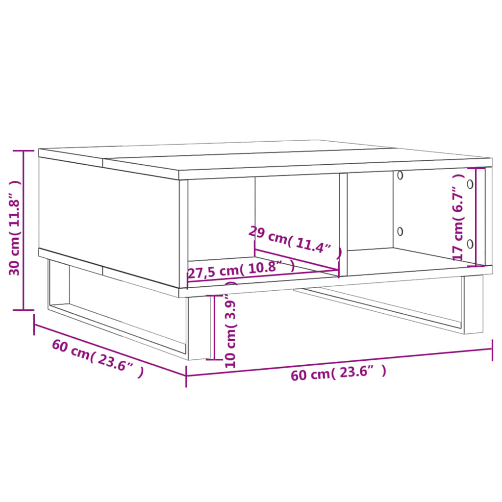 Table basse blanc 60x60x30 cm bois d'ingénierie - XIOS