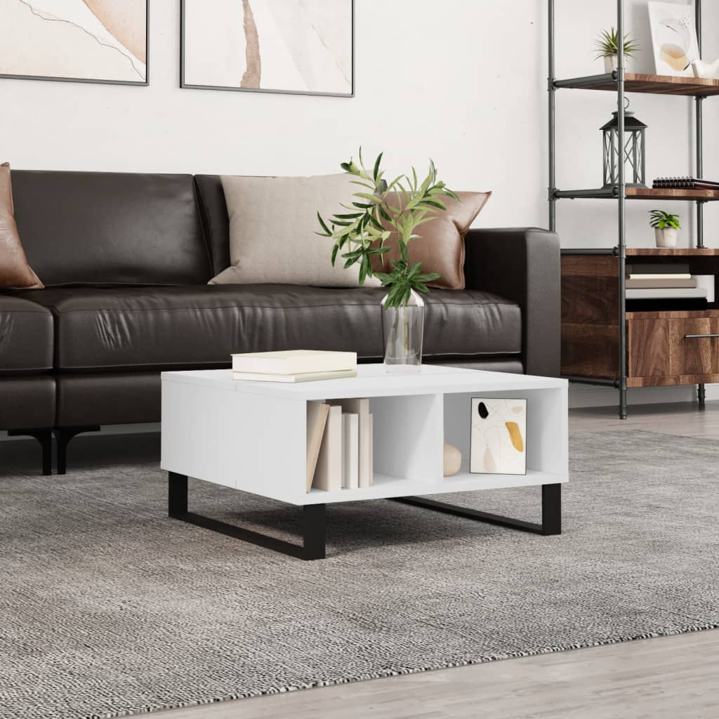 Table basse blanc 60x60x30 cm bois d'ingénierie - XIOS