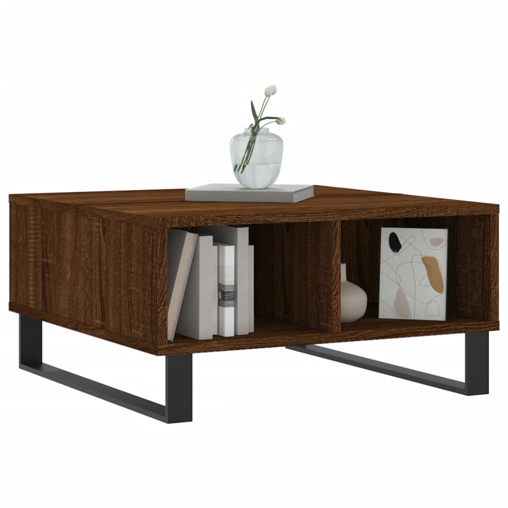Table basse chêne marron 60x60x30 cm bois d'ingénierie - XIOS