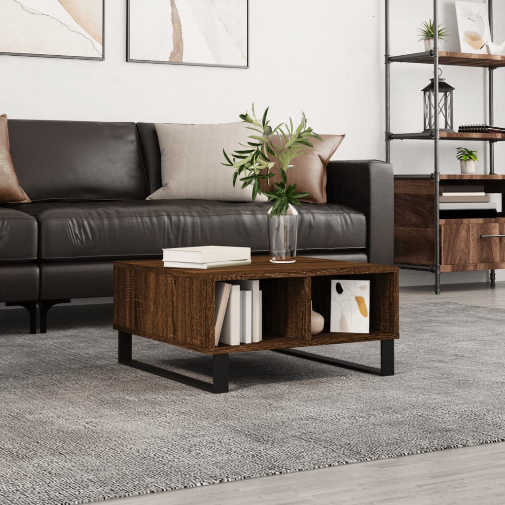 Table basse chêne marron 60x60x30 cm bois d'ingénierie - XIOS