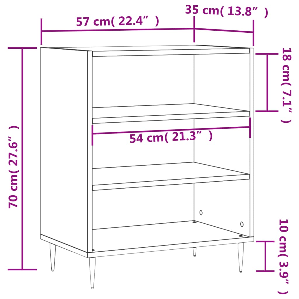 Buffet noir 57x35x70 cm bois d’ingénierie - XIOS