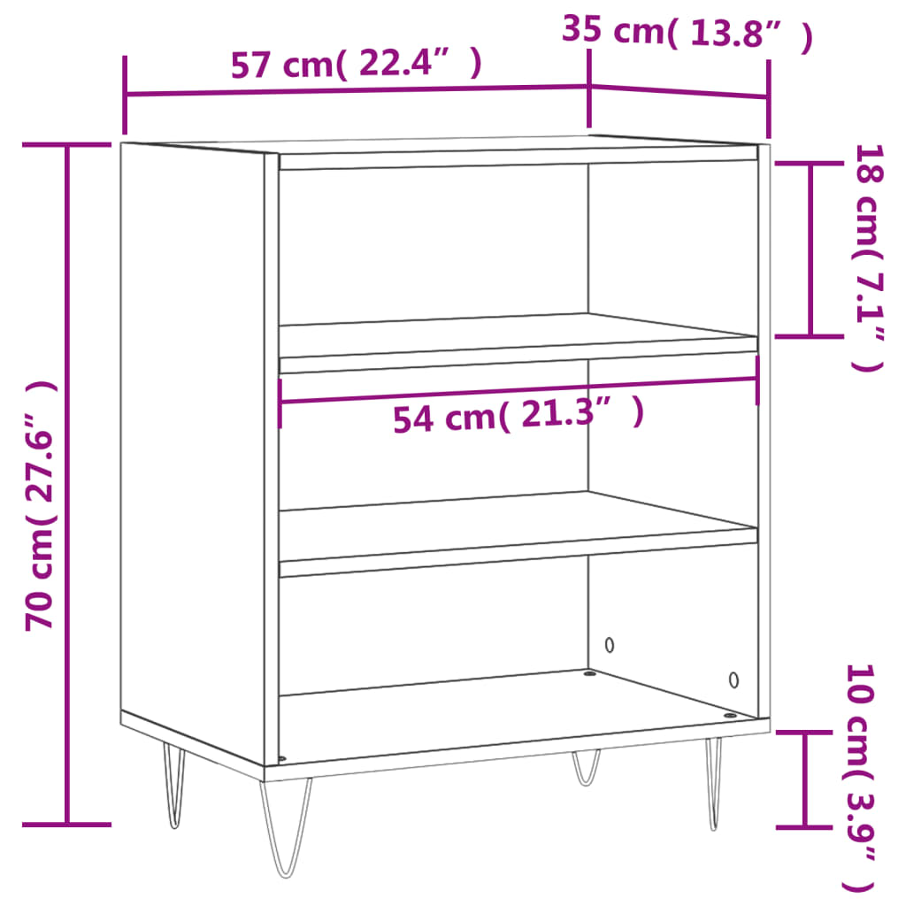 Buffet blanc brillant 57x35x70 cm bois d'ingénierie - XIOS