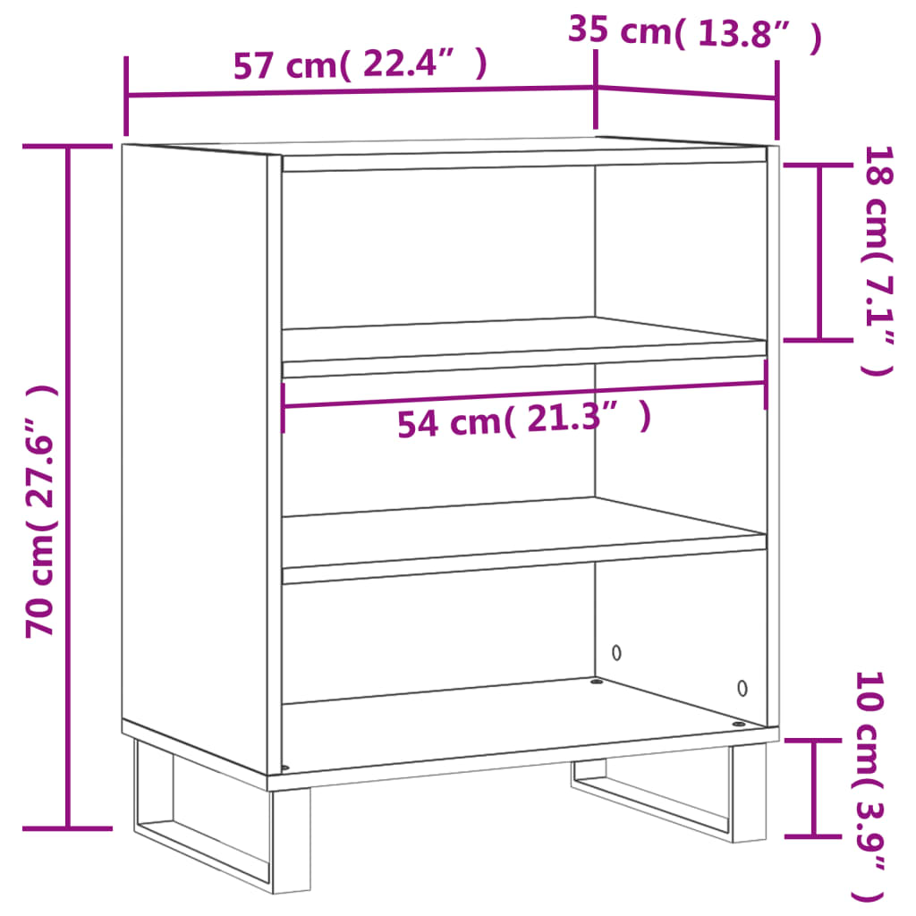 Buffet blanc brillant 57x35x70 cm bois d'ingénierie - XIOS