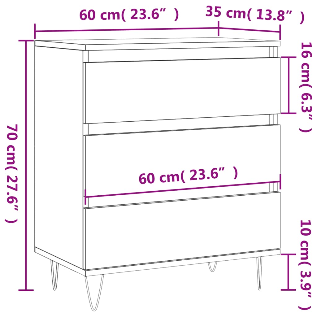 Buffet Gris béton 60x35x70 cm Bois d'ingénierie - XIOS