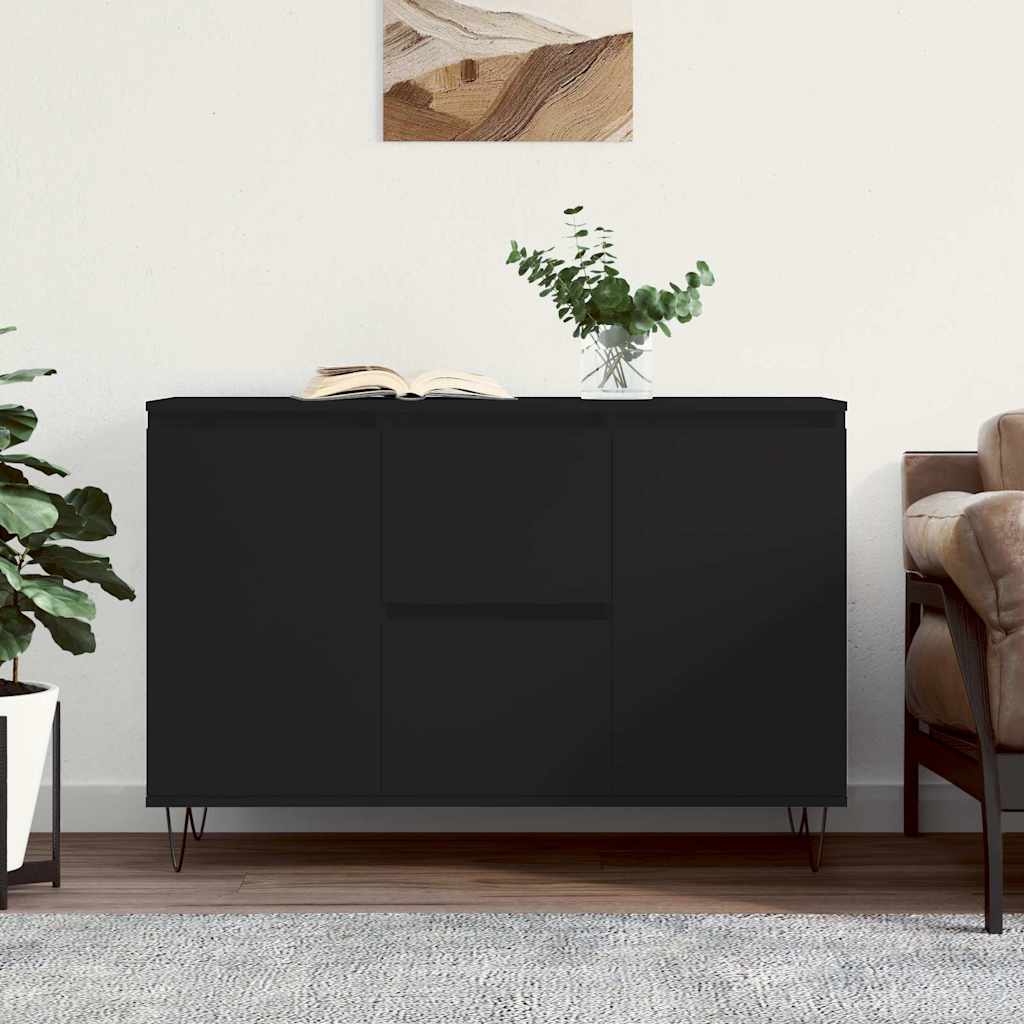 Buffet noir 101,5x35x70 cm bois d’ingénierie - XIOS