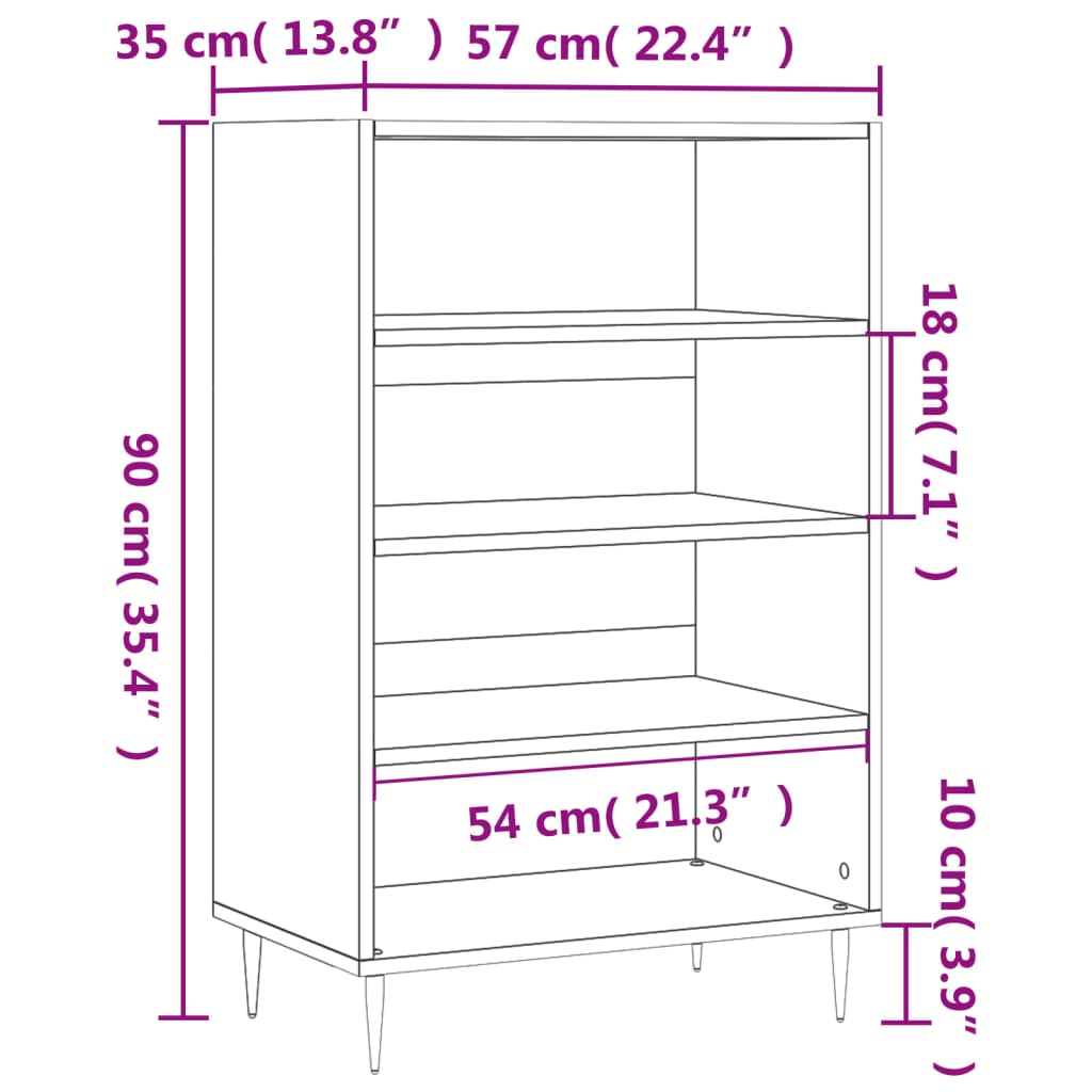 Buffet haut noir 57x35x90 cm bois d'ingénierie - XIOS