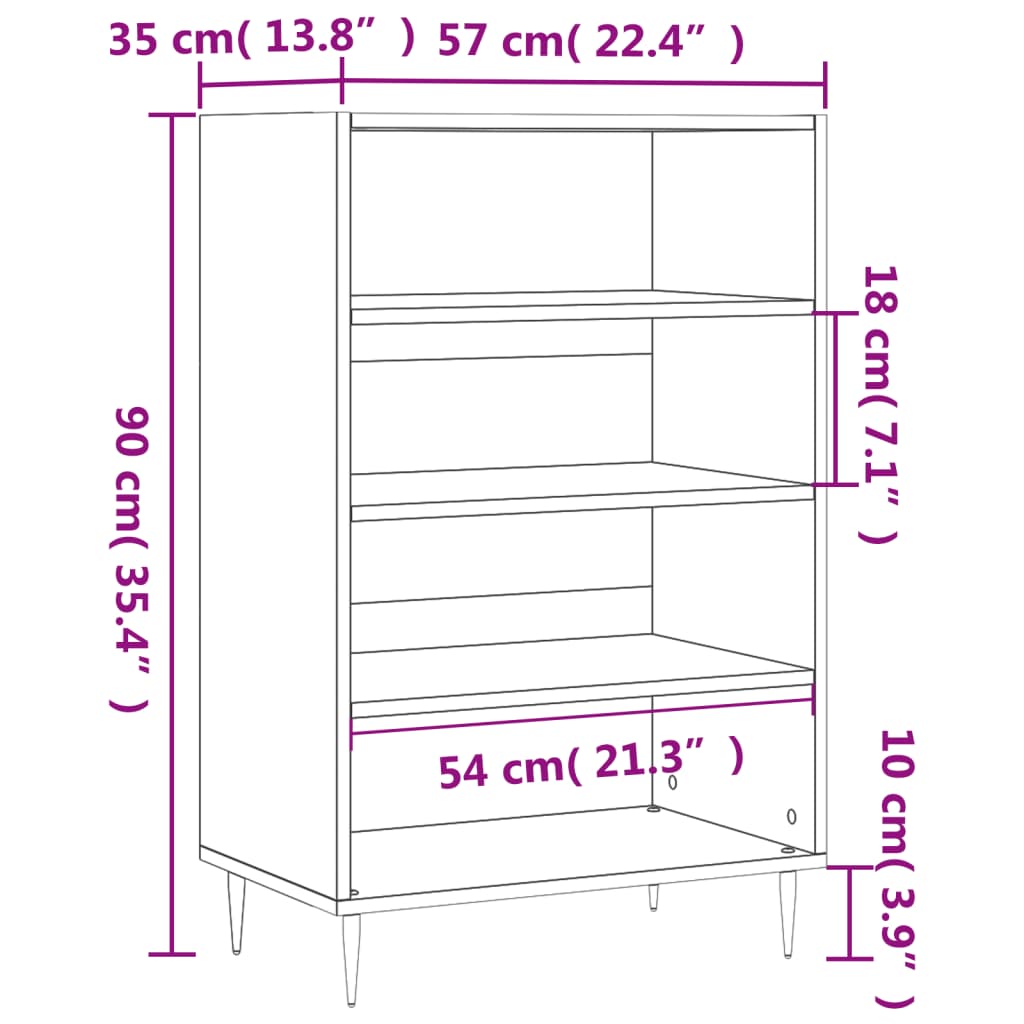 Buffet haut gris béton 57x35x90 cm bois d'ingénierie - XIOS