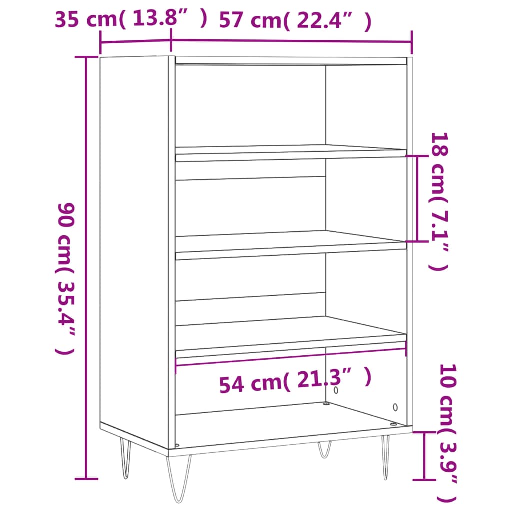 Buffet haut noir 57x35x90 cm bois d'ingénierie - XIOS