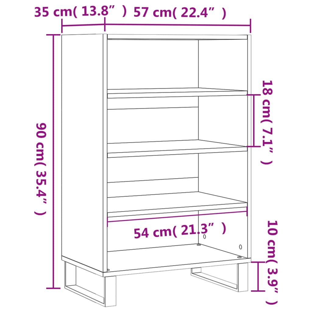 Buffet haut gris béton 57x35x90 cm bois d'ingénierie - XIOS