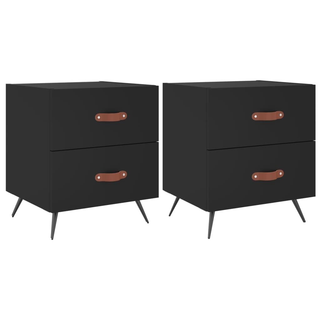 Tables de chevet 2 pcs noir 40x35x47,5 cm bois d’ingénierie - XIOS