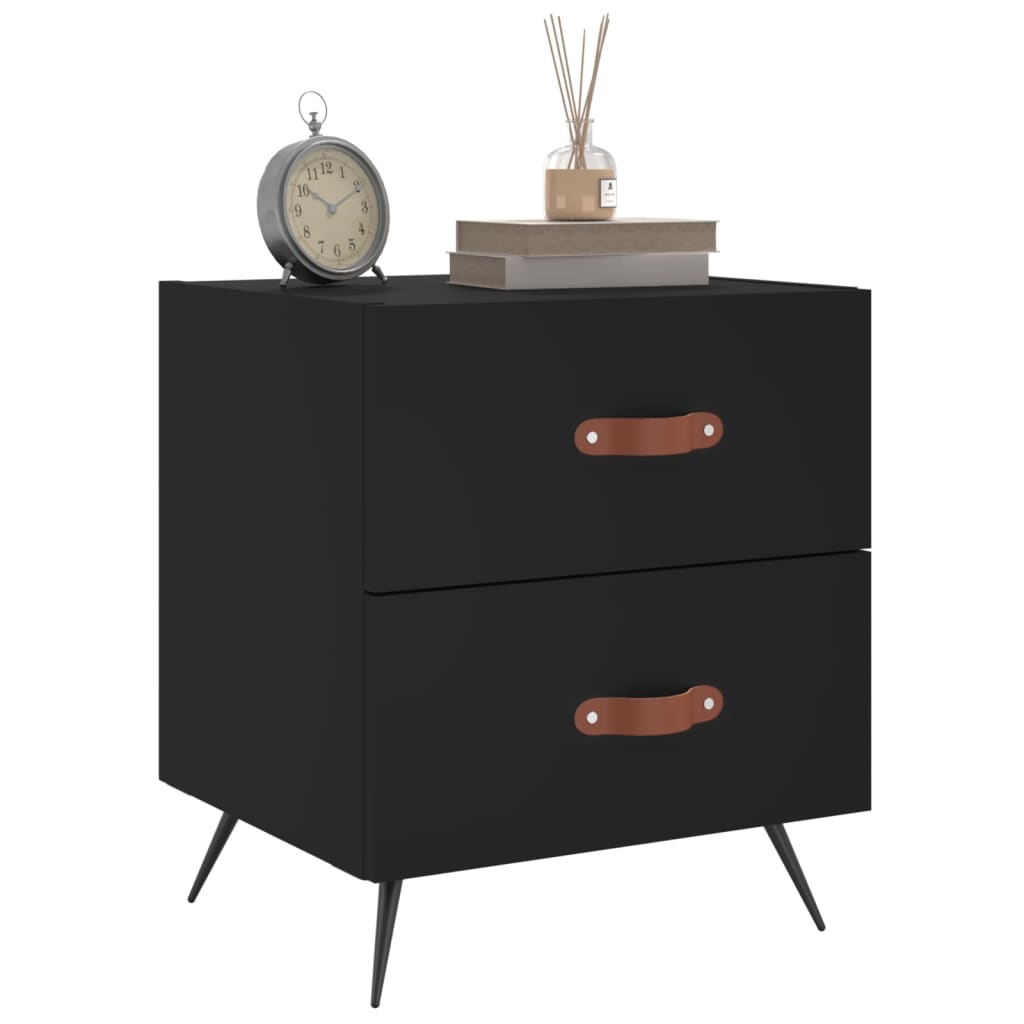 Tables de chevet 2 pcs noir 40x35x47,5 cm bois d’ingénierie - XIOS