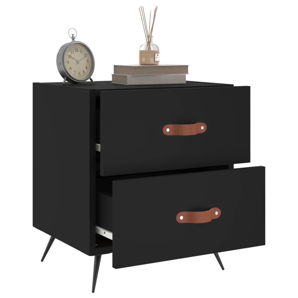Tables de chevet 2 pcs noir 40x35x47,5 cm bois d’ingénierie - XIOS