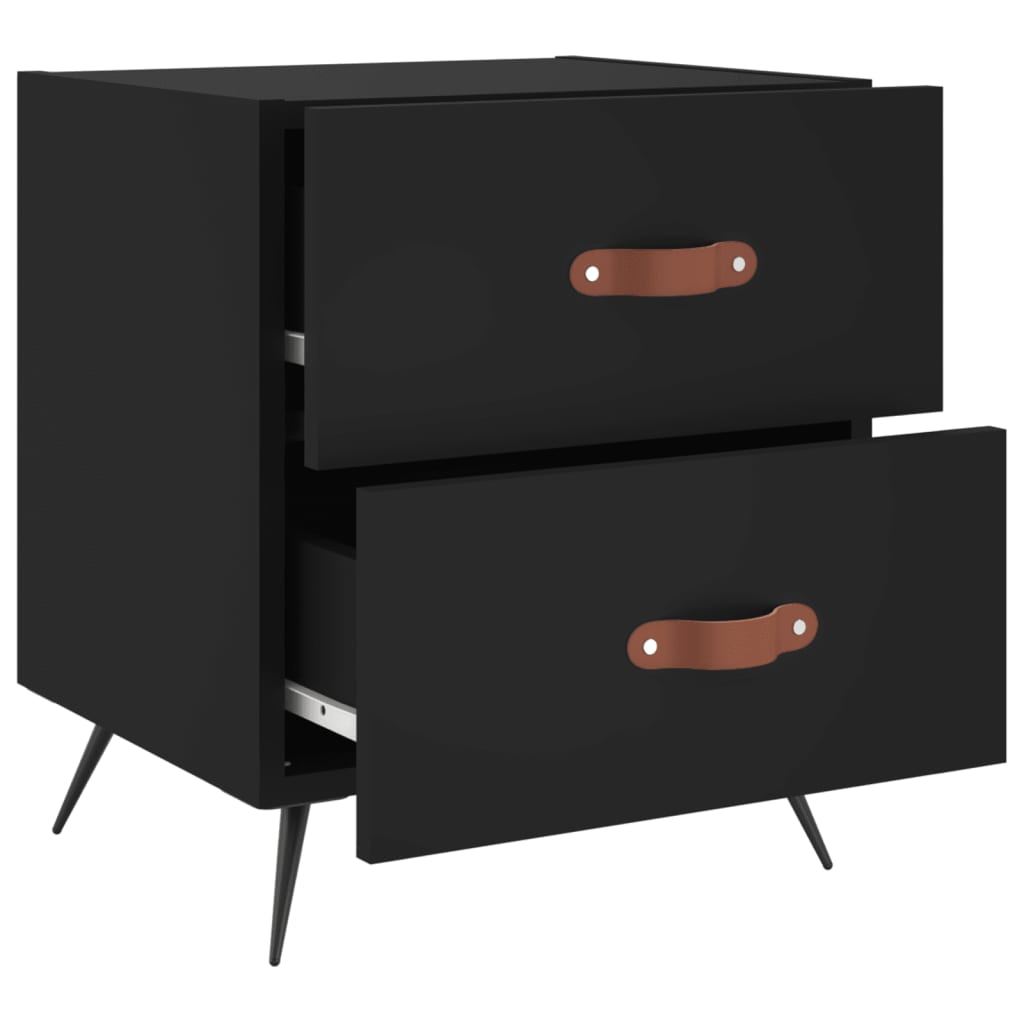 Tables de chevet 2 pcs noir 40x35x47,5 cm bois d’ingénierie - XIOS