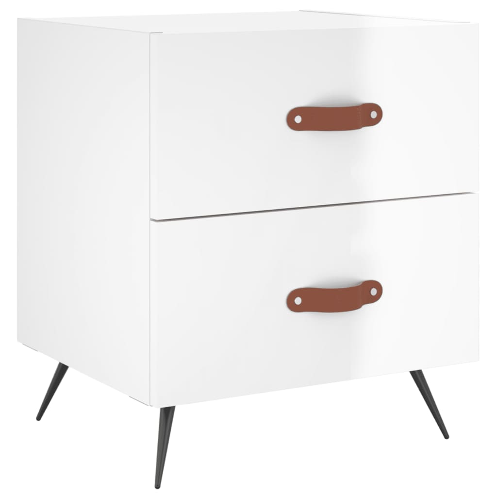 Table de chevet blanc brillant 40x35x47,5 cm bois d’ingénierie - XIOS