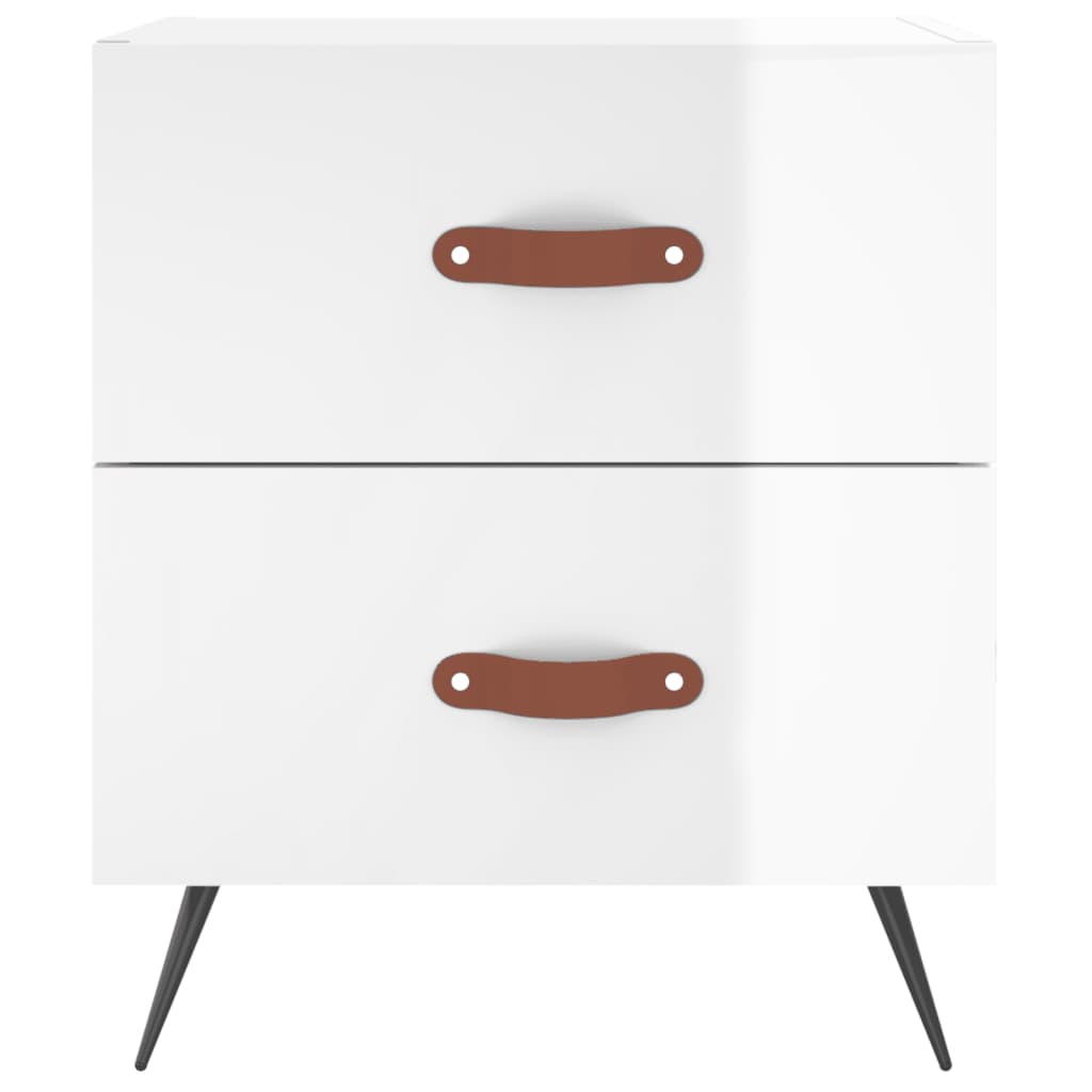 Table de chevet blanc brillant 40x35x47,5 cm bois d’ingénierie - XIOS