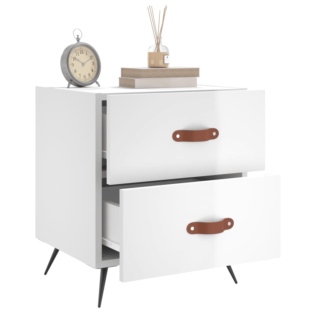 Table de chevet blanc brillant 40x35x47,5 cm bois d’ingénierie - XIOS