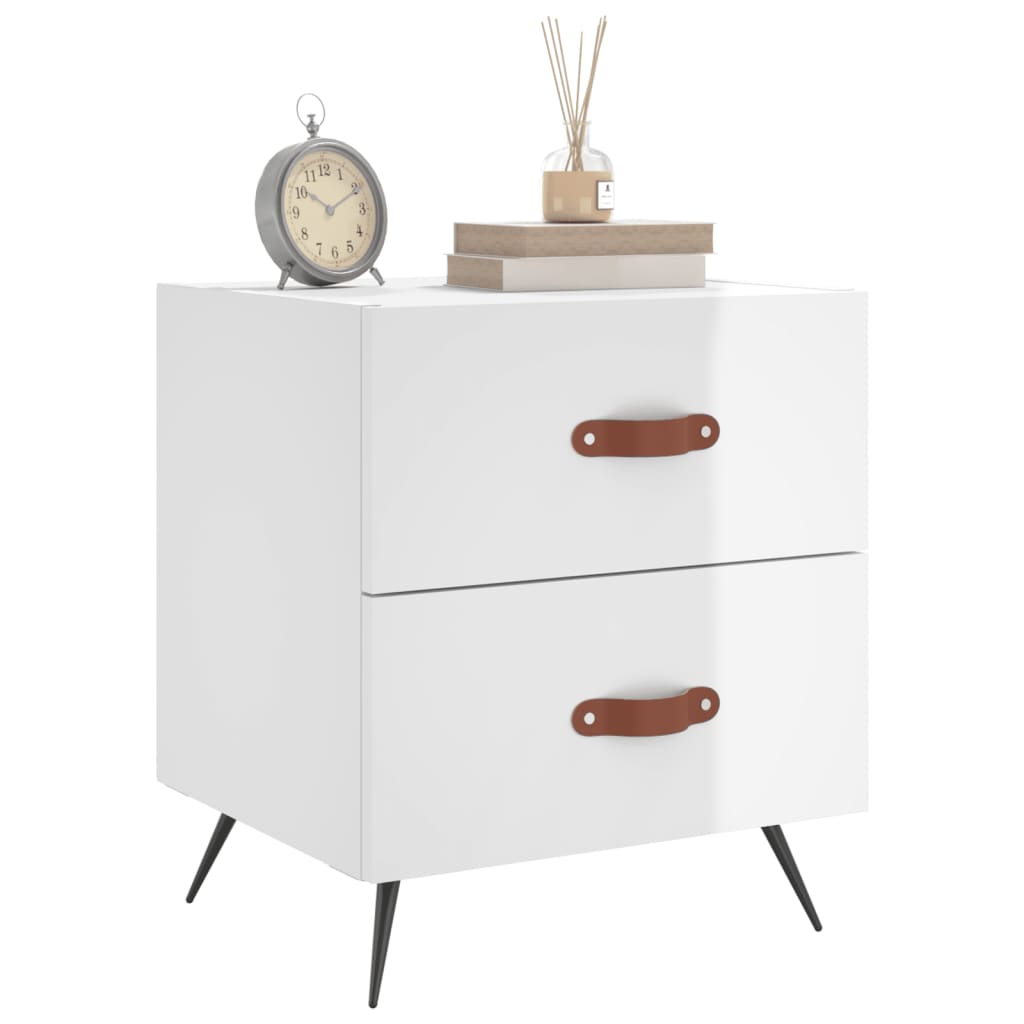 Table de chevet blanc brillant 40x35x47,5 cm bois d’ingénierie - XIOS