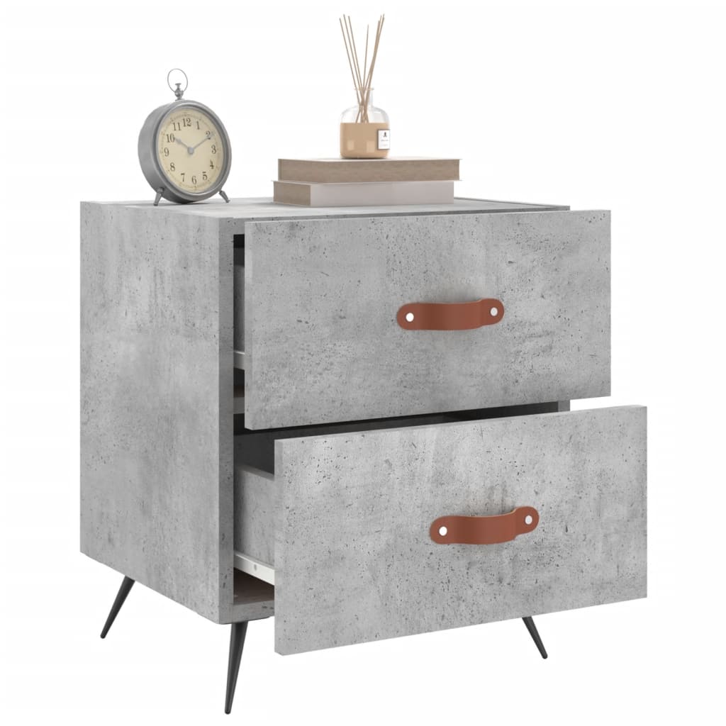 Table de chevet gris béton 40x35x47,5 cm bois d’ingénierie - XIOS