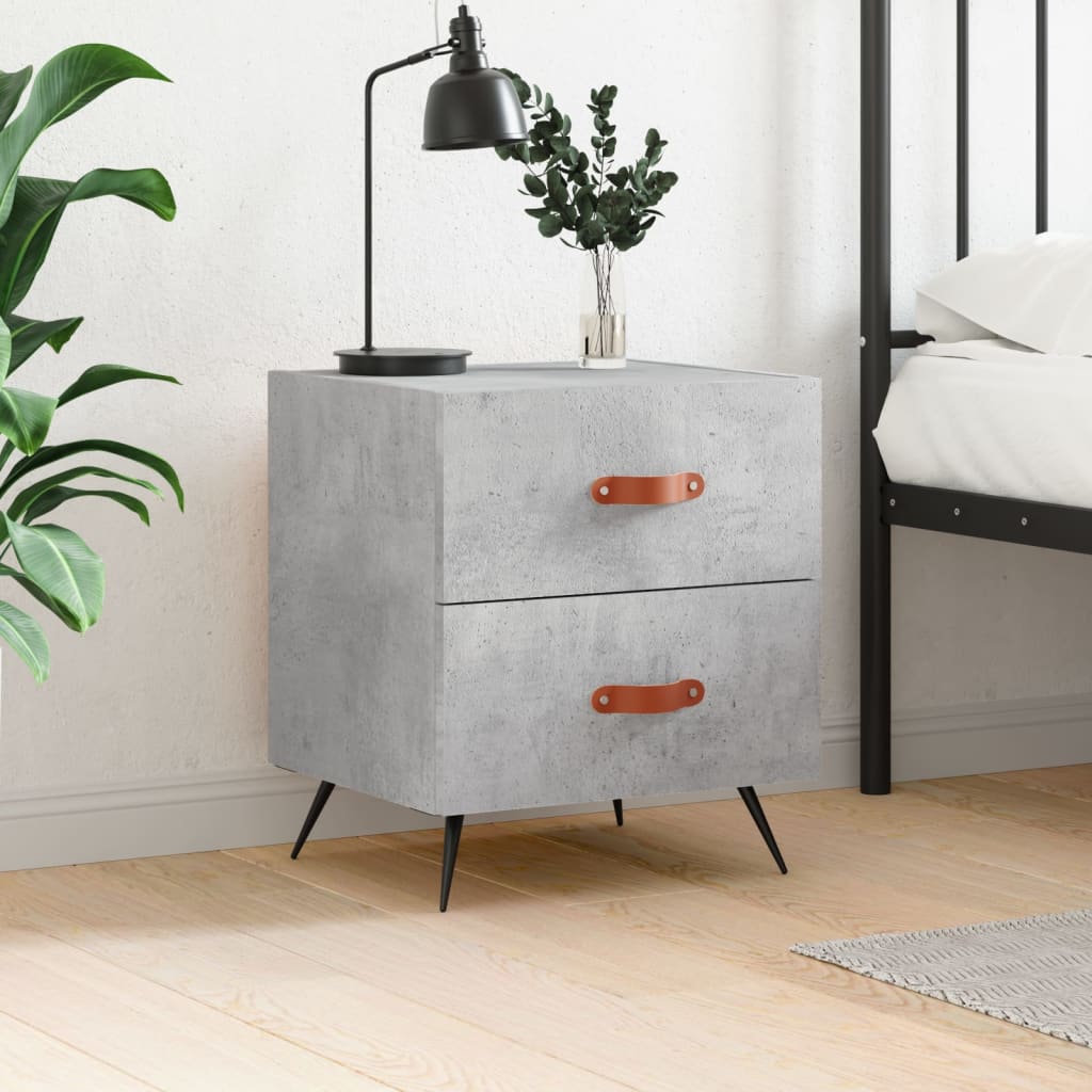Table de chevet gris béton 40x35x47,5 cm bois d’ingénierie - XIOS