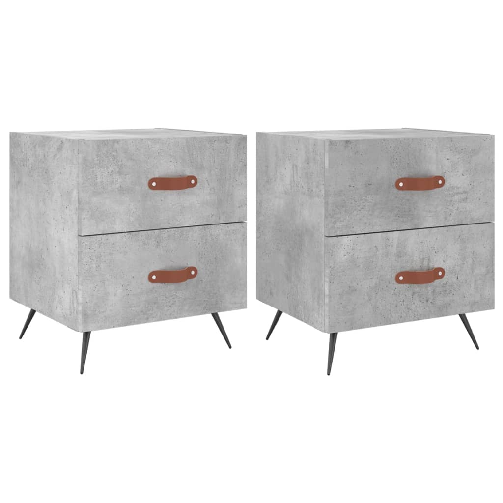 Tables de chevet 2pcs gris béton 40x35x47,5cm bois d’ingénierie - XIOS
