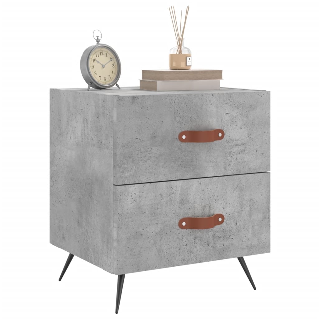 Tables de chevet 2pcs gris béton 40x35x47,5cm bois d’ingénierie - XIOS