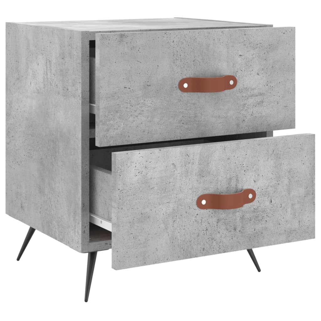 Tables de chevet 2pcs gris béton 40x35x47,5cm bois d’ingénierie - XIOS