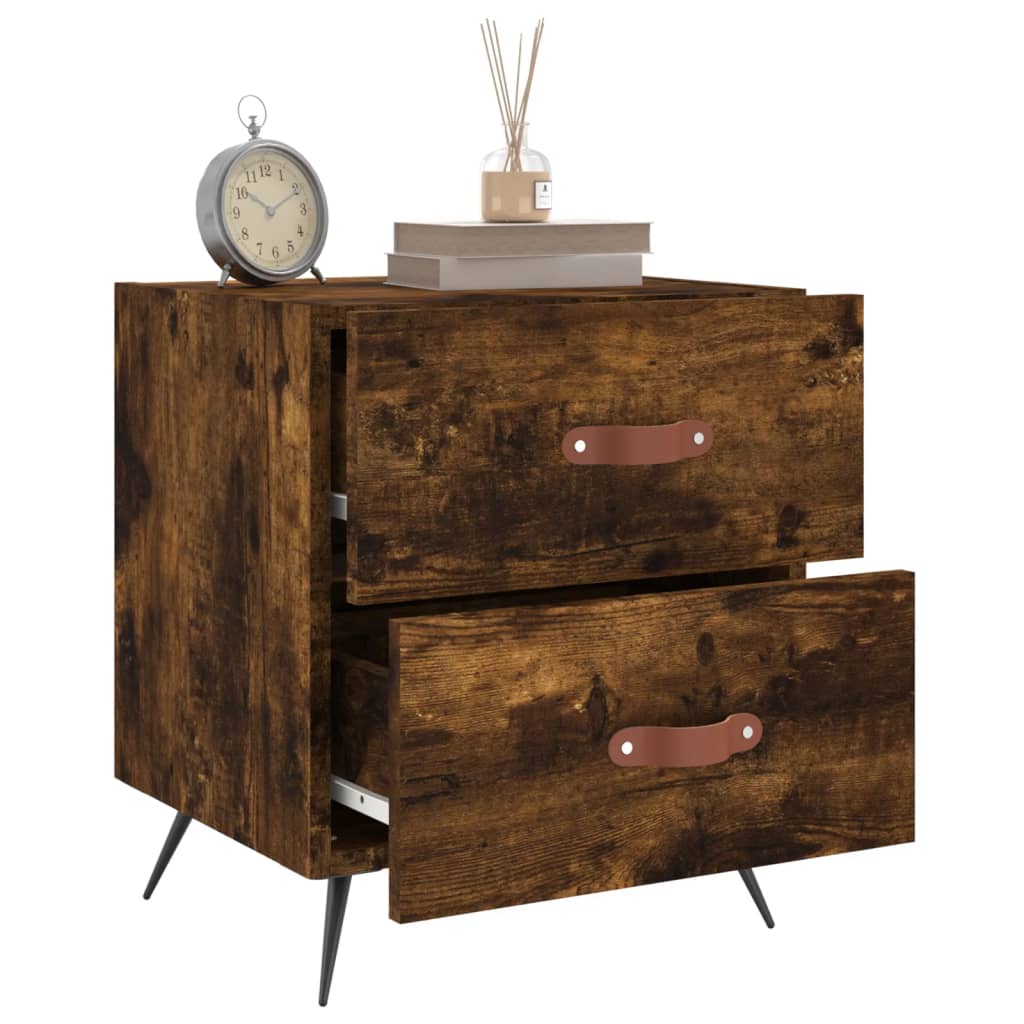 Tables de chevet 2pcs chêne fumé 40x35x47,5cm bois d’ingénierie - XIOS