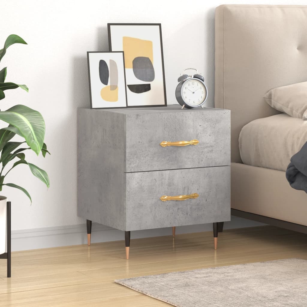 Table de chevet gris béton 40x35x47,5 cm bois d’ingénierie - XIOS