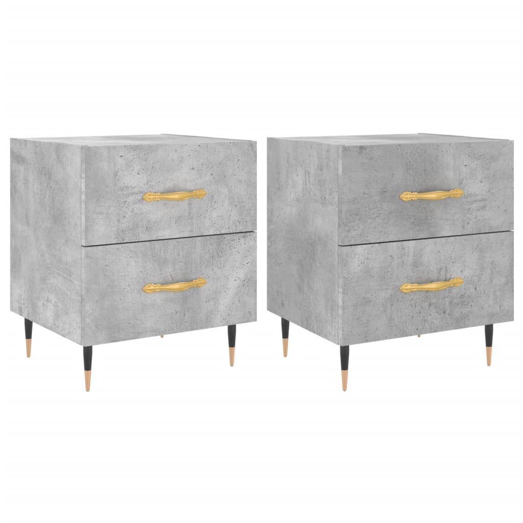 Tables de chevet 2pcs gris béton 40x35x47,5cm bois d’ingénierie - XIOS