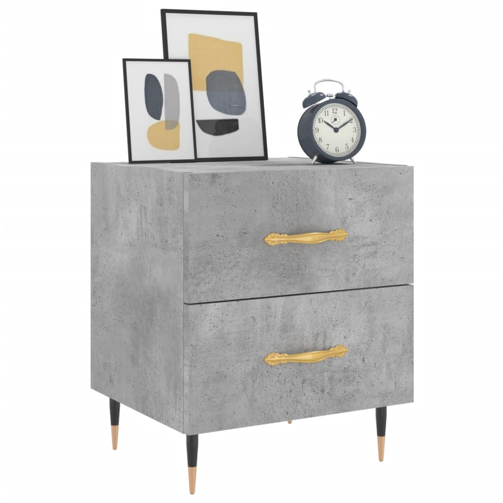 Tables de chevet 2pcs gris béton 40x35x47,5cm bois d’ingénierie - XIOS