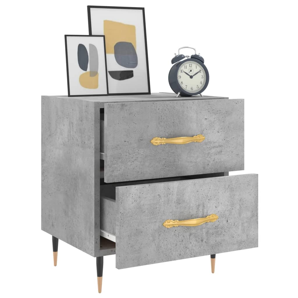 Tables de chevet 2pcs gris béton 40x35x47,5cm bois d’ingénierie - XIOS