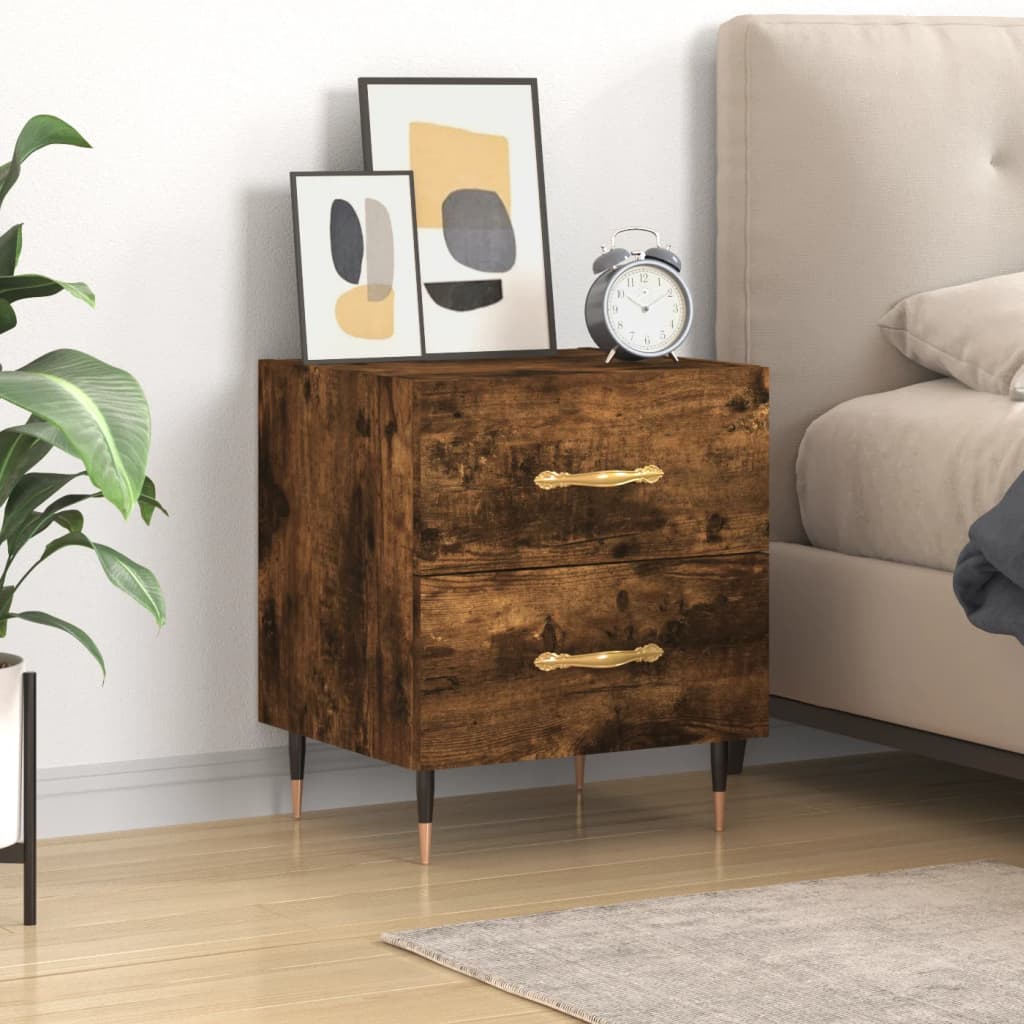 Table de chevet chêne fumé 40x35x47,5 cm bois d’ingénierie - XIOS