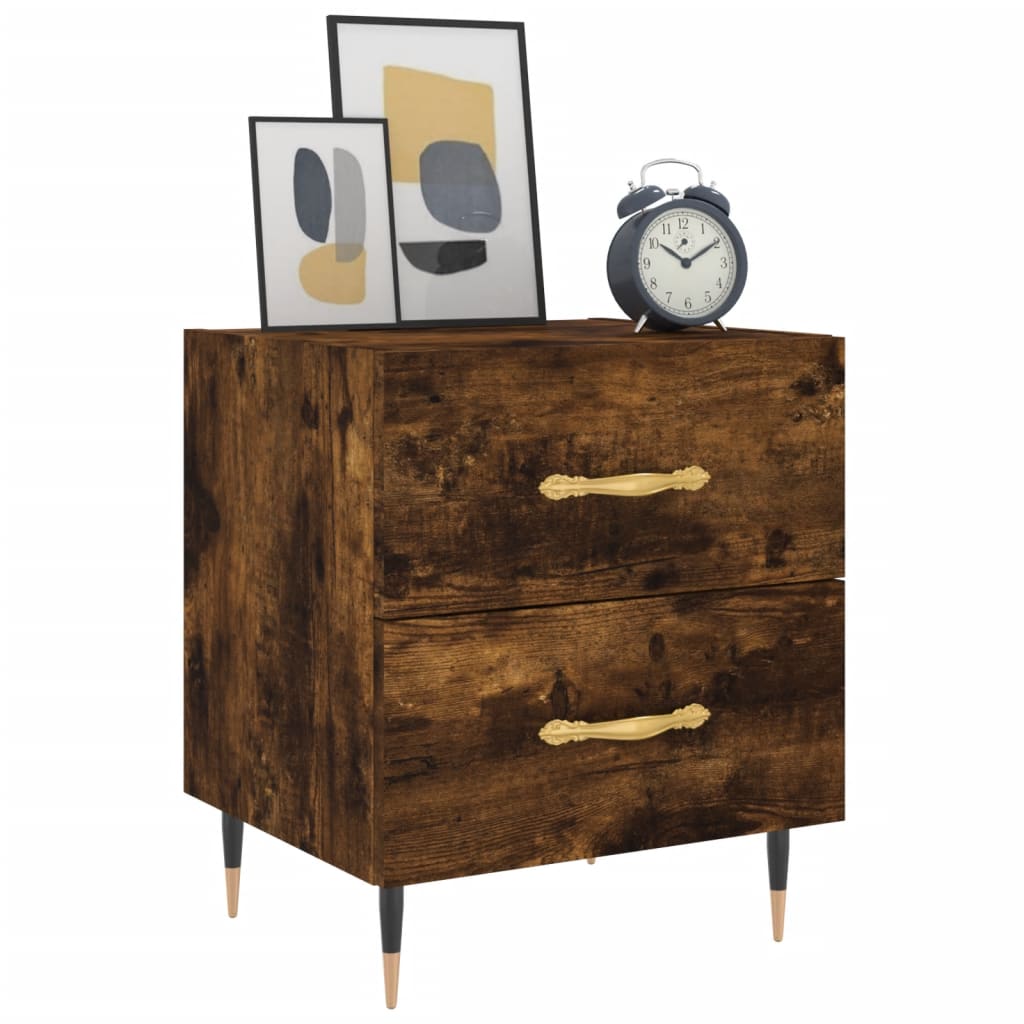 Tables de chevet 2pcs chêne fumé 40x35x47,5cm bois d’ingénierie - XIOS