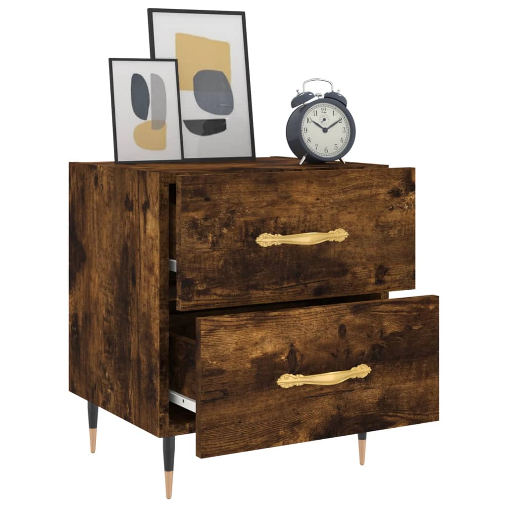 Tables de chevet 2pcs chêne fumé 40x35x47,5cm bois d’ingénierie - XIOS
