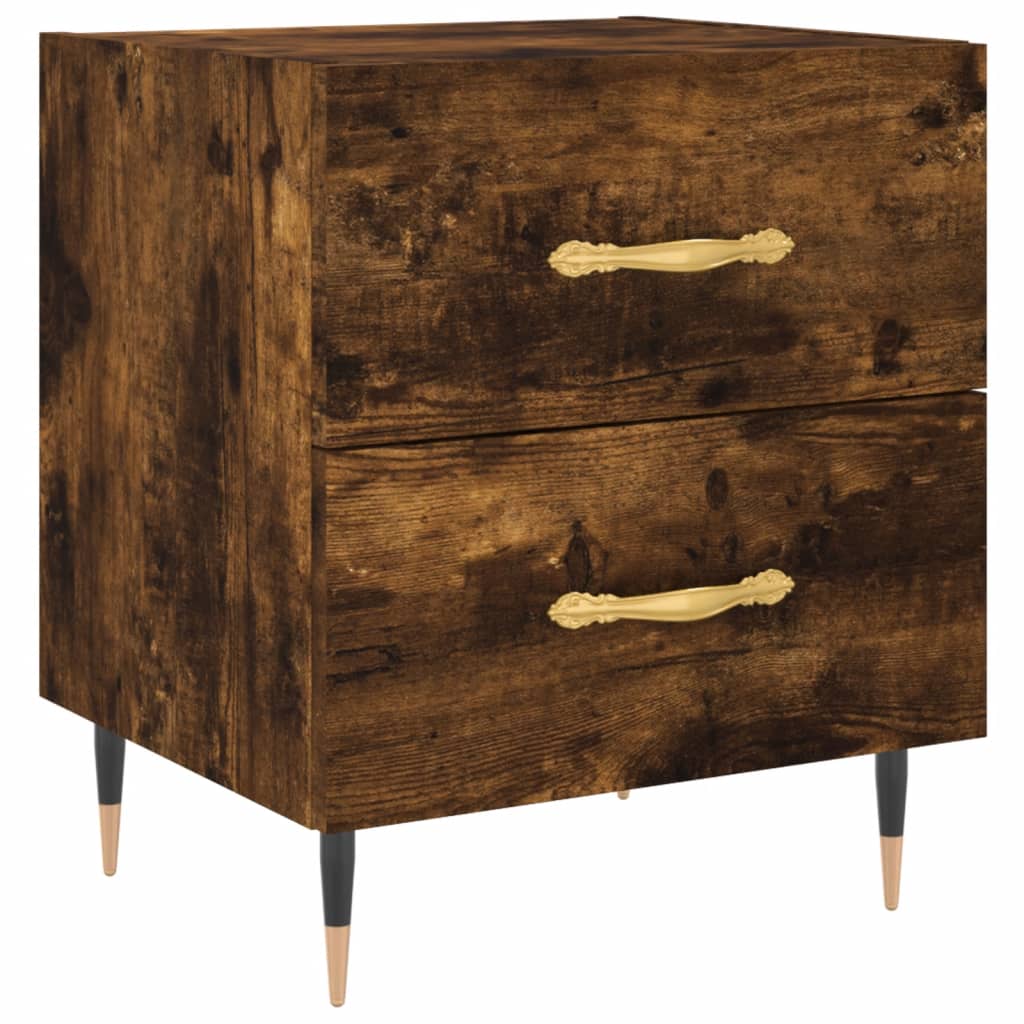 Tables de chevet 2pcs chêne fumé 40x35x47,5cm bois d’ingénierie - XIOS