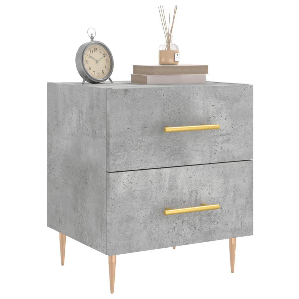 Tables de chevet 2pcs gris béton 40x35x47,5cm bois d’ingénierie - XIOS