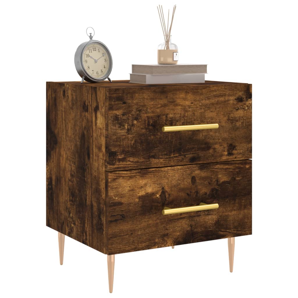 Table de chevet chêne fumé 40x35x47,5 cm bois d’ingénierie - XIOS