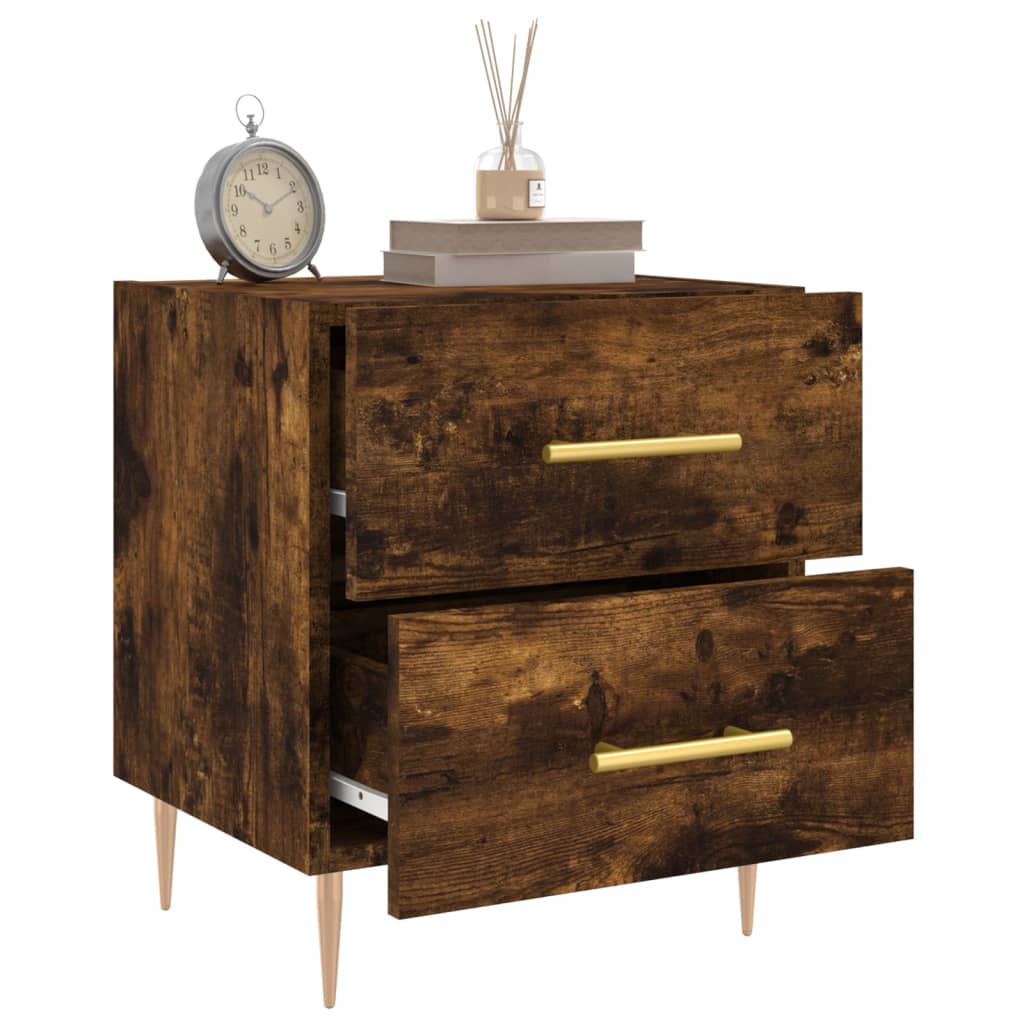 Table de chevet chêne fumé 40x35x47,5 cm bois d’ingénierie - XIOS