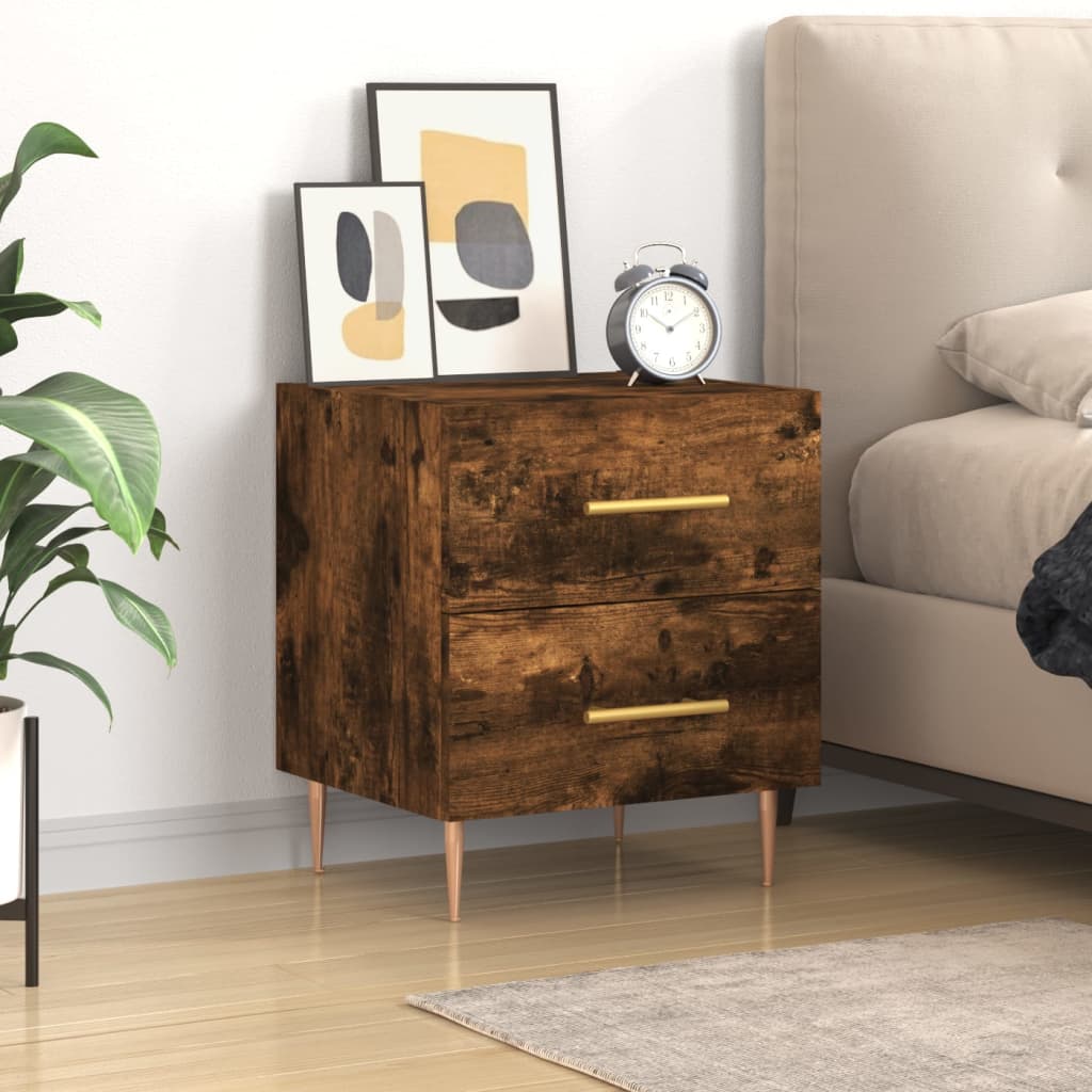 Table de chevet chêne fumé 40x35x47,5 cm bois d’ingénierie - XIOS
