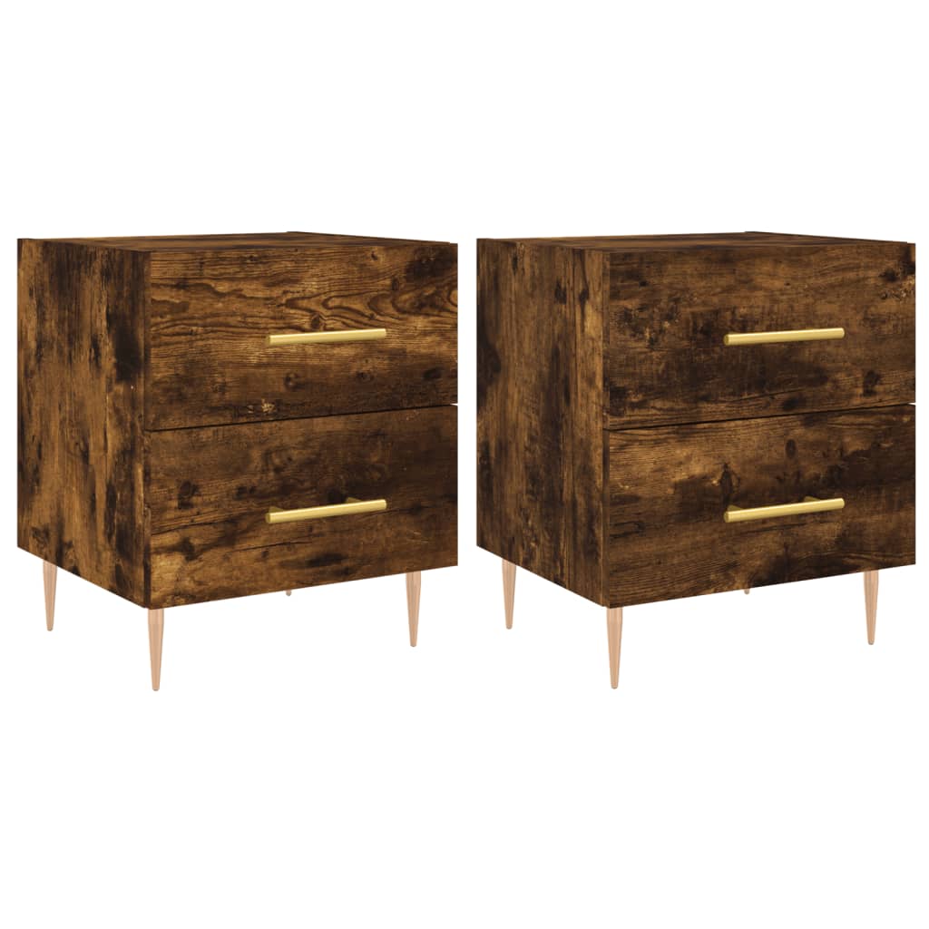 Tables de chevet 2pcs chêne fumé 40x35x47,5cm bois d’ingénierie - XIOS