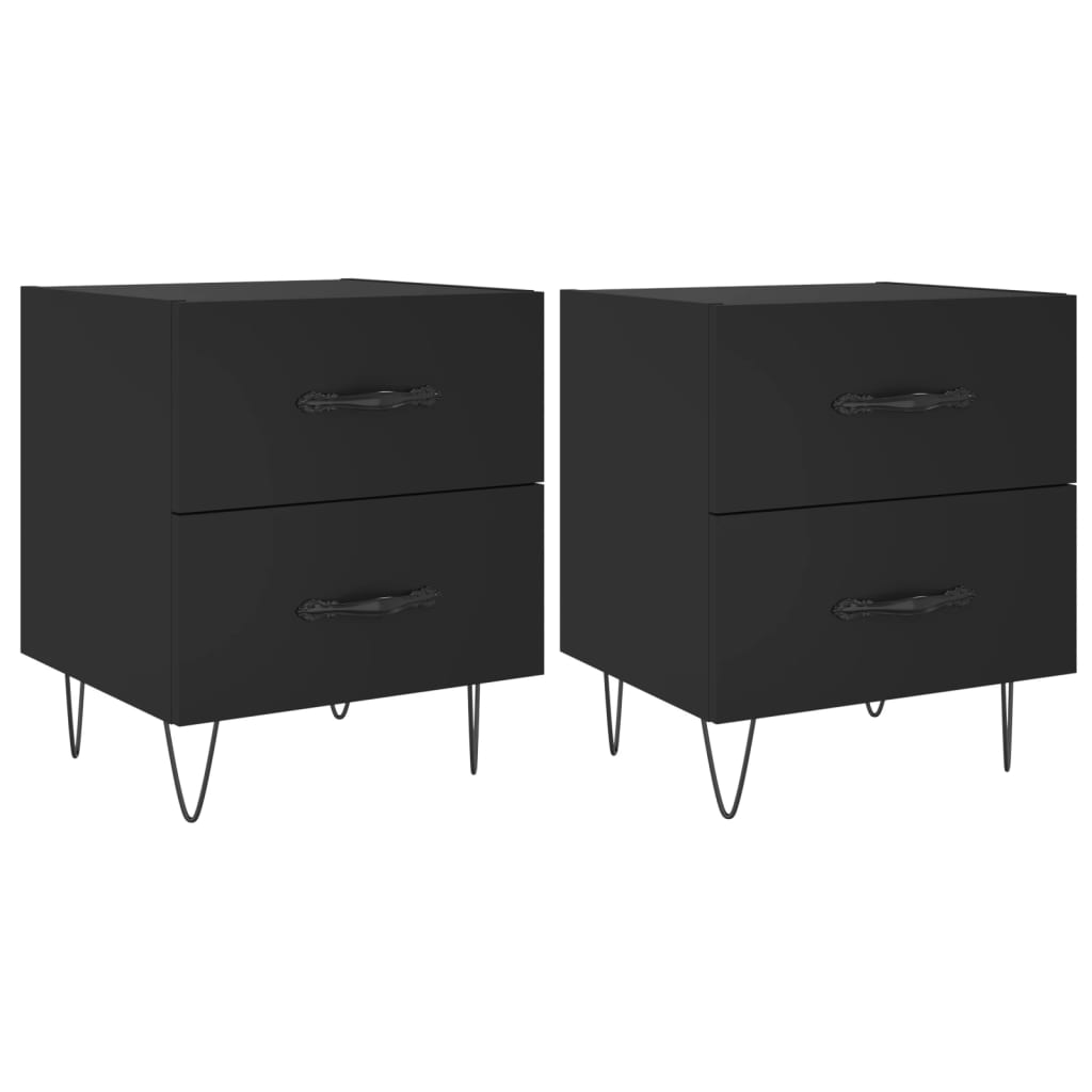 Tables de chevet 2 pcs noir 40x35x47,5 cm bois d’ingénierie - XIOS